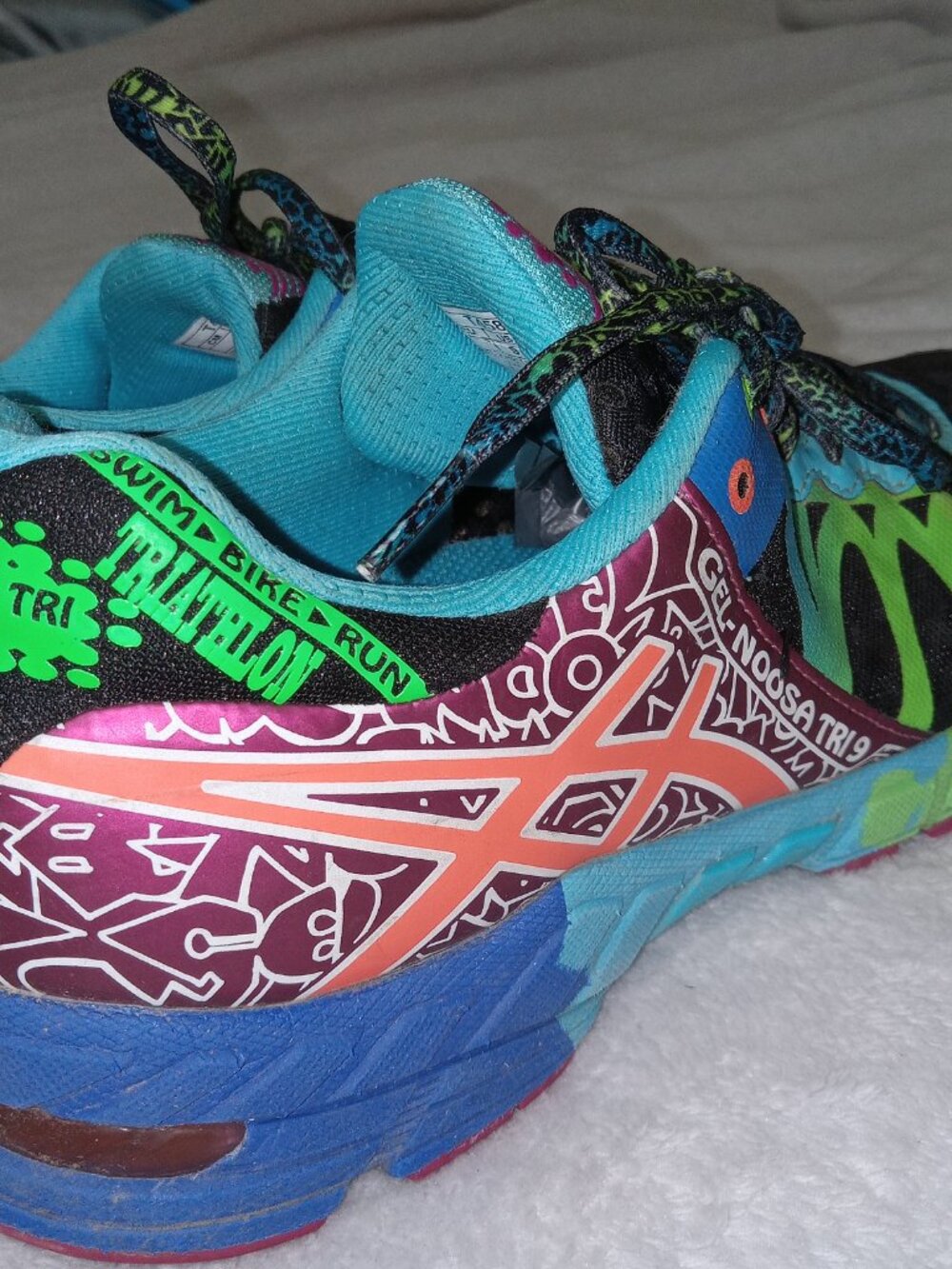 Womens ASICS Gel-Noosa Tri 9 Running Shoes Size 9 Triathlon Black Blue T458N - Picture 9 of 16